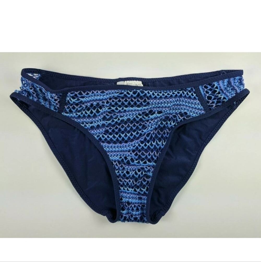 Becca Crochet Hipster Bikini Bottom, Blue, Women's Medium